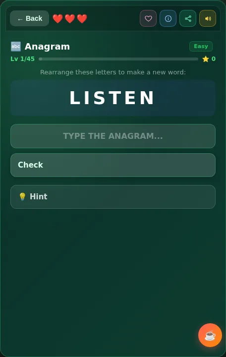 Anagram screenshot