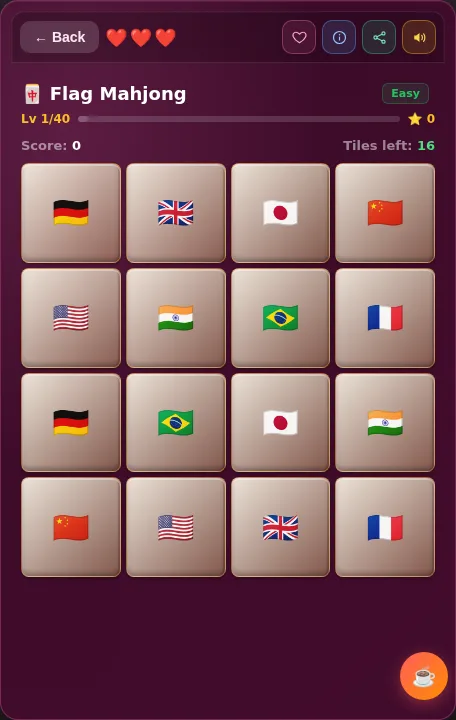 Flag Mahjong screenshot